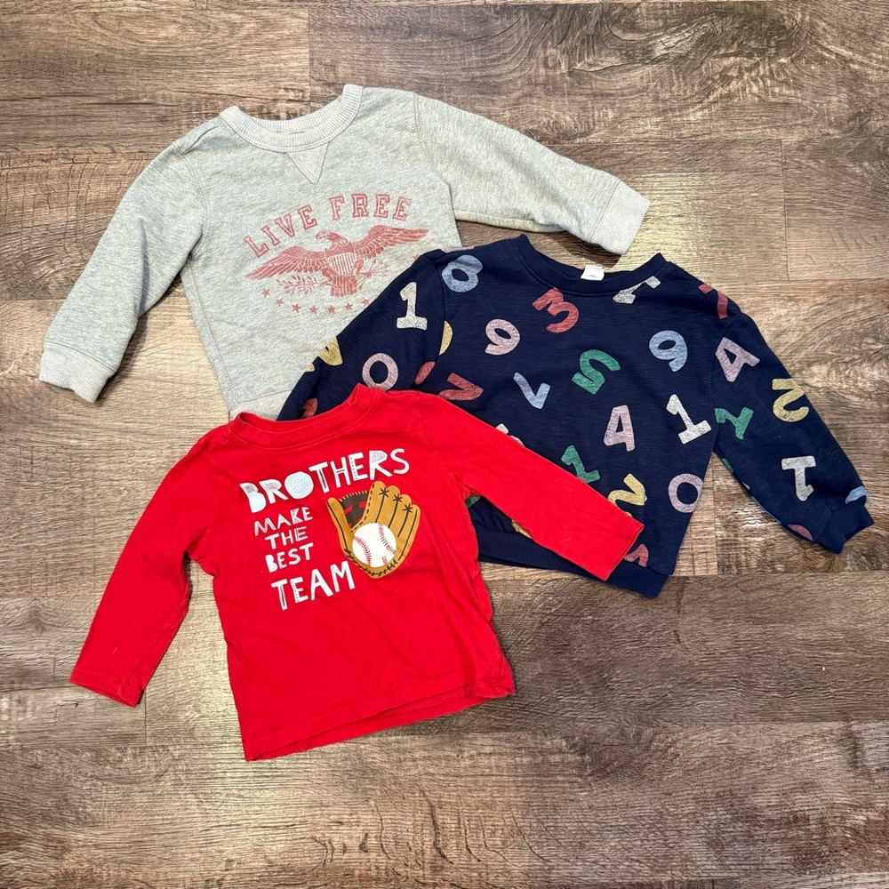 Baby Boy/Toddler Long Sleeve Crewneck Sweatshirt Bundle 18-24 Months
